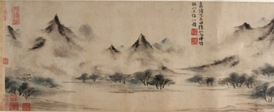 Montañas nubladas, al estilo de Mi Youren, Dinastía Ming de Chen Shun